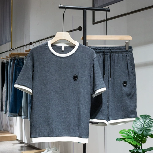 Шелковый летний спортивный костюм, трендовый комплект для отдыха, 2020, в корейском стиле