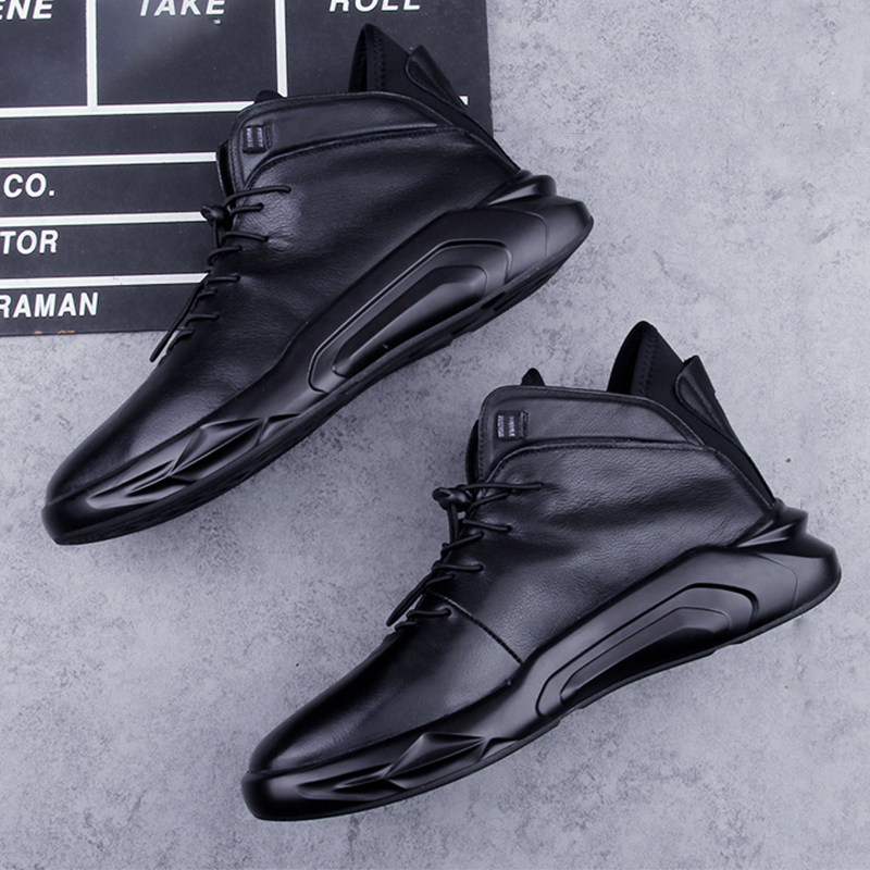 2022 New autumn and winter leather high - helper shoes men casual breathable boots and trend plus heat in the Chinese Boots