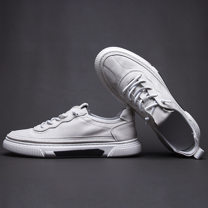 European station soft sole shoes daddy shoes men's leather breathable white sports casual shoes slip on men's shoes small white shoes