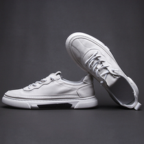 European station soft sole shoes daddy shoes mens leather breathable white sports casual shoes slip on mens shoes small white shoes