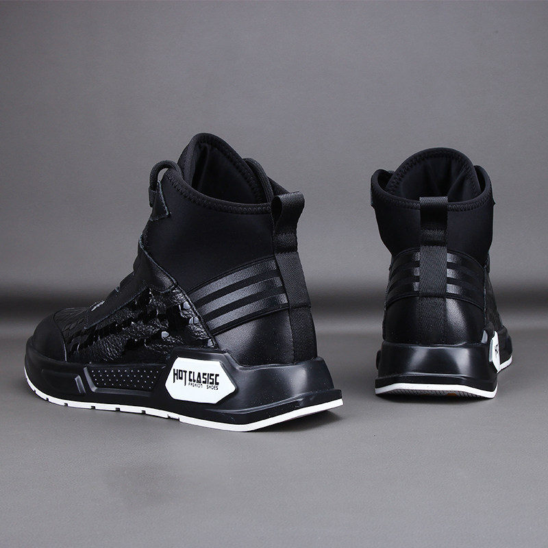 European station men's shoes 2022 new autumn and winter leather Martin boots men's cotton warm high-top shoes all-match leather boots men