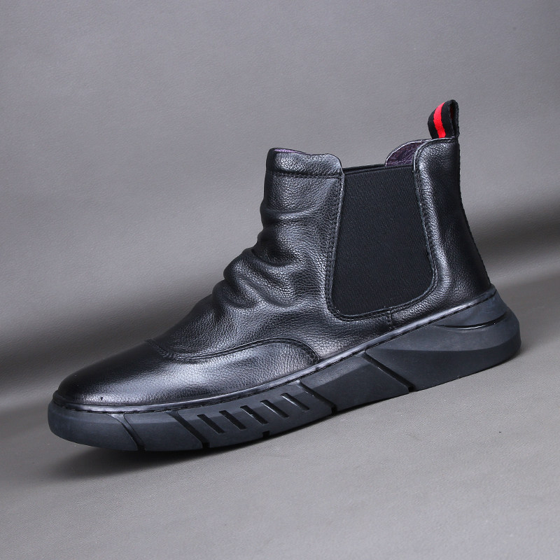 Martin boots men's autumn and winter Korean version trendy men's high-top ankle boots British mid-top leather boots Chelsea boots