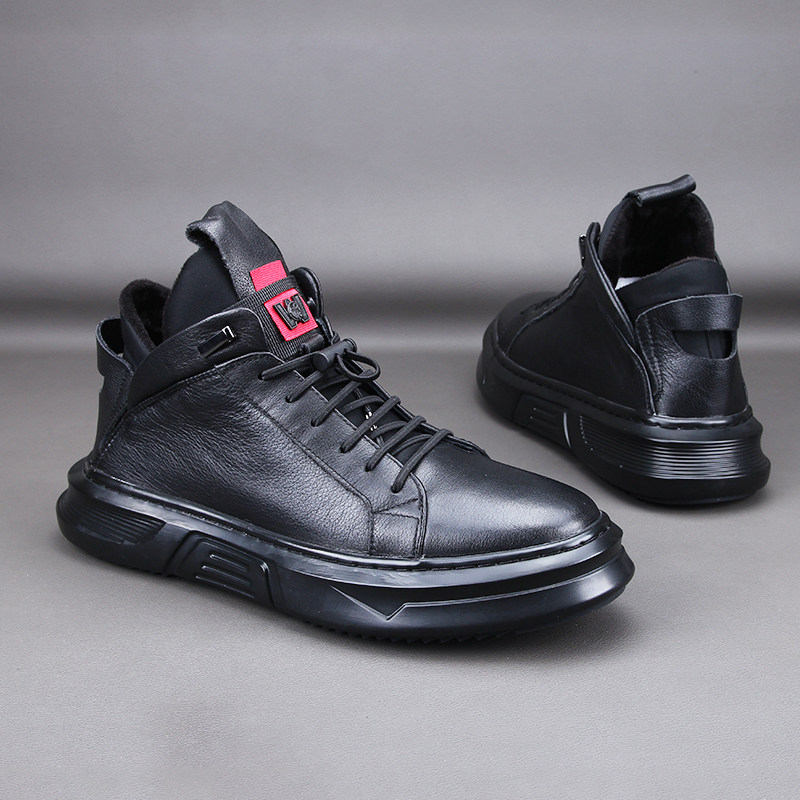 Winter Martin boot plus suede men's shoes Han version trendy casual high help shoes genuine leather thick bottom comfortable and warm cow leather shoes man 