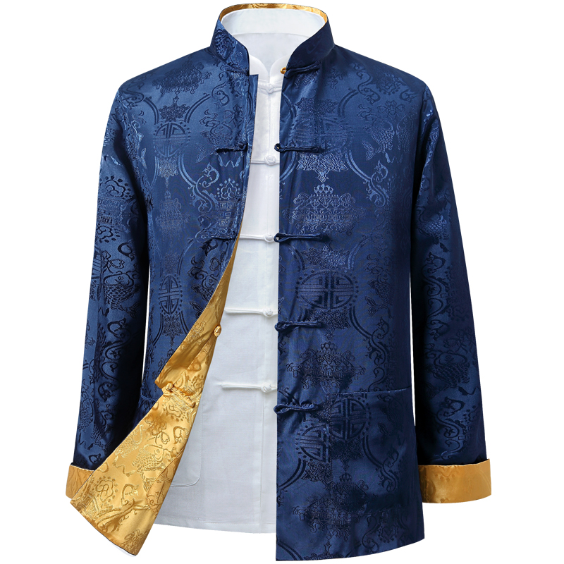Summer new banquet middle-aged long-sleeved men's Tang suit dad suit Chinese style men's clothing improved Hanfu thin jacket