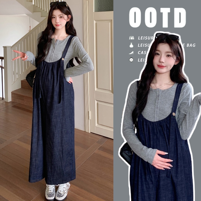 Maternity Wear Autumn Outfit 2026 New Set Autumn Top Versatile Lazy Style Overalls French Style Outfit for Pregnant Moms Maternity Wear Autumn Outfit 2026 New Set Autumn Top Versatile Lazy Style Overalls French Style Outfit for Pregnant Moms