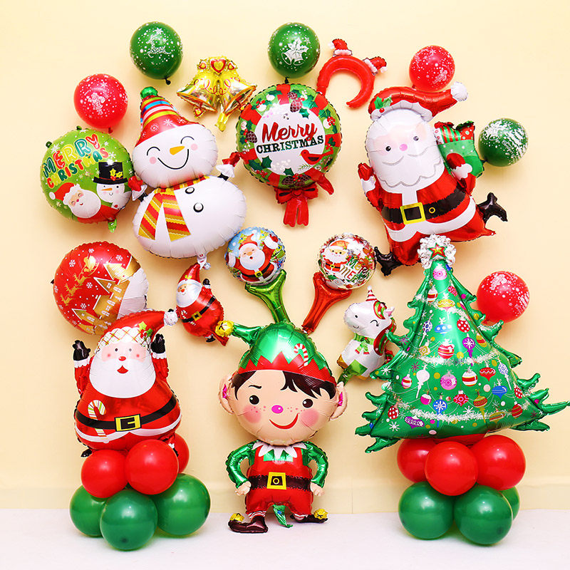Christmas balloon decoration background wall layout package bar KTV shopping mall store front festive scene dress up