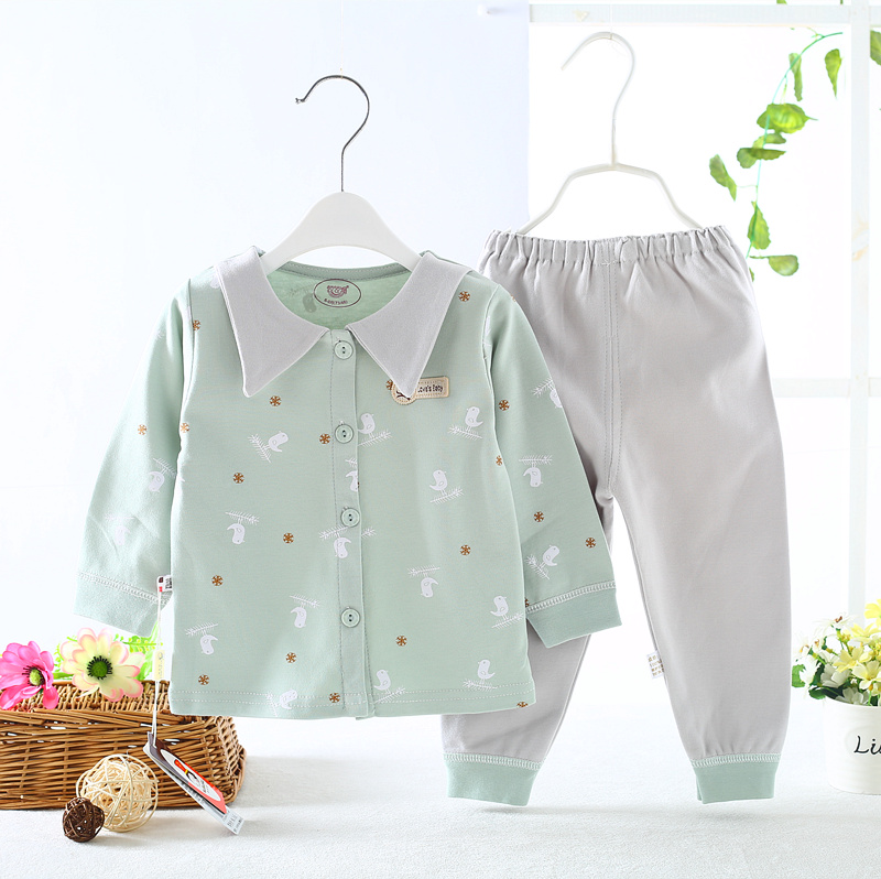 Bộ đồ lót trẻ em mùa xuân và mùa thu trẻ em mùa thu quần áo bé trai đồ ngủ cotton quần áo sơ sinh nữ quần áo mùa thu bé - Quần áo lót shop do lot trẻ em