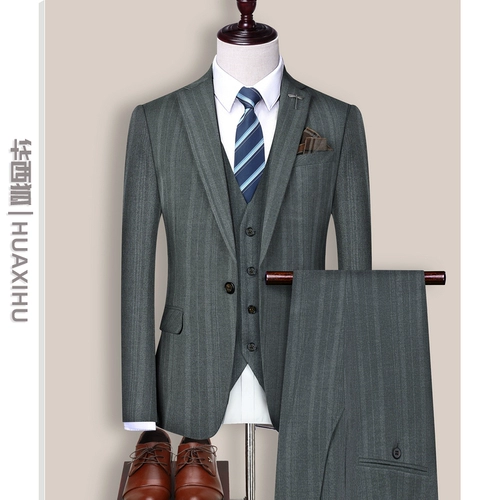 Трендовый комплект в английском стиле, мужской классический костюм для отдыха, свадебное платье, облегающий крой, в британском стиле, в корейском стиле