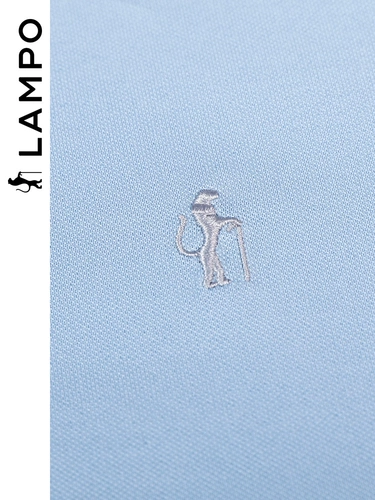 [Технология прохлада] Lampo/Blue Panther Short -sleeed T -Fork Male Long Velvet Cotton Coliding, дышащая светло -голубая универсальная рубашка Polo