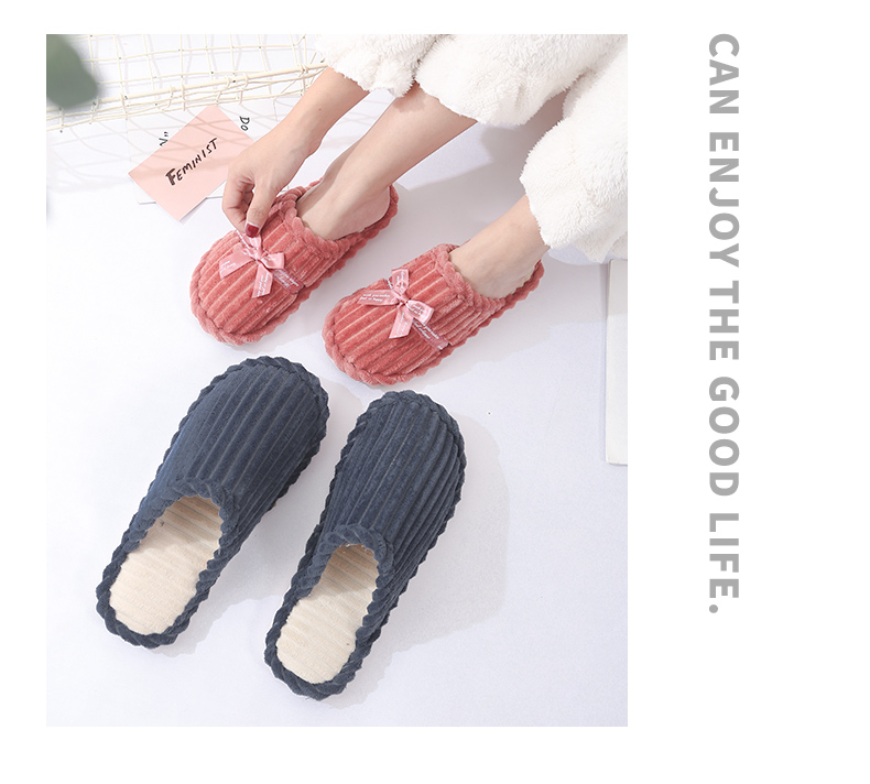Dép cotton mùa đông 2018 nam nữ dày đáy đôi phiên bản Hàn Quốc trong nhà không trơn trượt mùa đông ấm áp dễ thương tháng dép đi trong nhà dễ thương