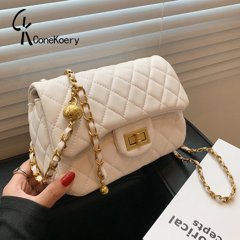 Cone Koery Genuine Leather Chain Fashion 2022 New Foreign Pie 100 Hitch Superior Sense Single Shoulder Sloped Small Square Bag Woman