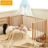 BSCR Детская универсальная кроватка из натурального дерева для приставной кровати для новорожденных
