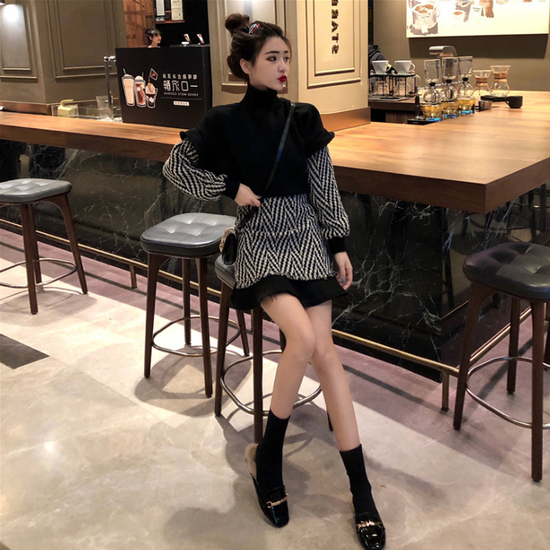 In 2022, the new fashion - bomb street retro - haven wind chic slim casual two - piece suit dress female autumn winter