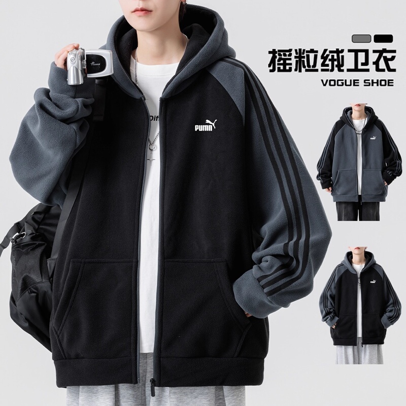 Outlet Fleece Jacket for Men, Spring and Autumn Sports Style Striped Jacket, Youth Fleece Cardigan Sweatshirt