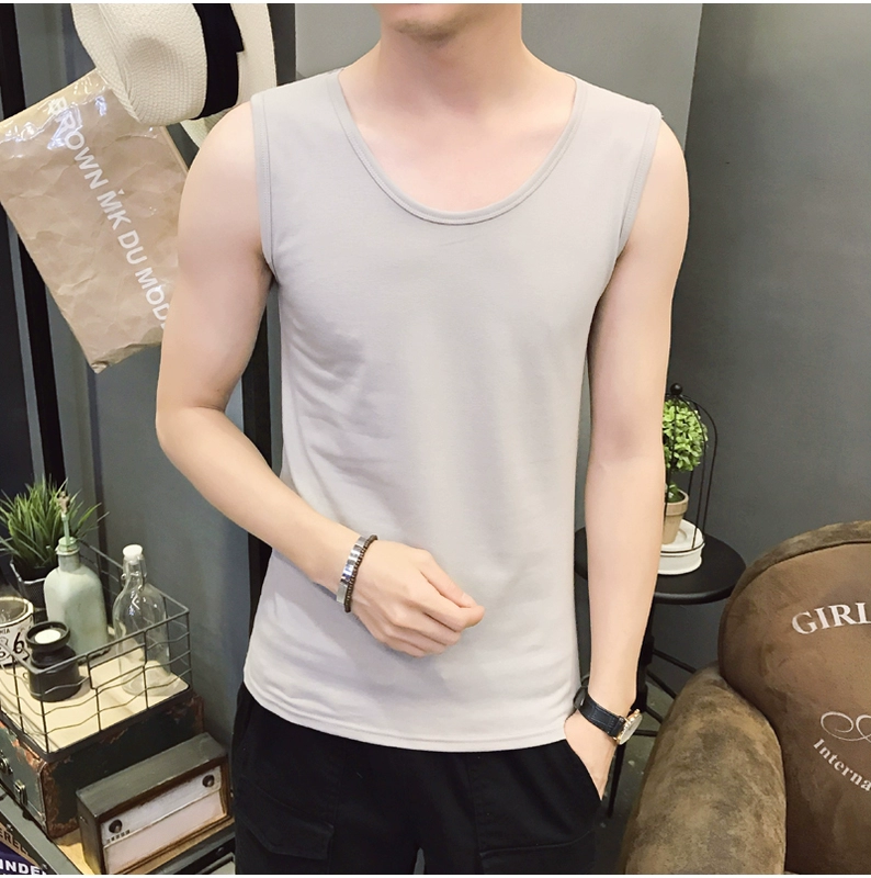 Áo vest nam màu rắn nam giới thể dục bó sát thể thao bó sát mồ hôi dưới áo vest nam tự canh mùa hè bông thủy triều - Áo vest cotton áo vest khoác nam