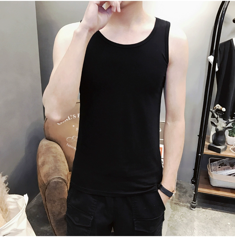 Áo vest nam màu rắn nam giới thể dục bó sát thể thao bó sát mồ hôi dưới áo vest nam tự canh mùa hè bông thủy triều - Áo vest cotton áo vest khoác nam