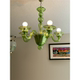 Light French Elegant Green Candle Chandelier Designer Medieval Glass Light Luxury Retro Dining Room Living Room Bedroom Chandelier
