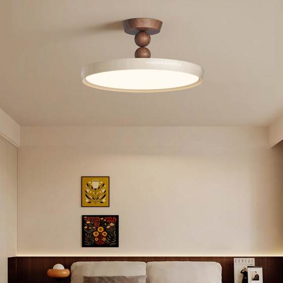 Bedroom Study Ceiling Lamp, Antique Style Walnut Color Full Spectrum Eye Protection Floating Lamp, Personalized Retro Lamp