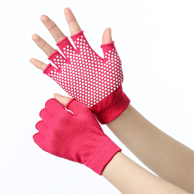 Professional fitness gloves cotton breathable anti-skid women yoga half-finger gloves high air yoga training beginners exercise