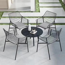 Nordic outdoor designer iron wire chair villa courtyard sale building minimal casual cafe reception table and chair