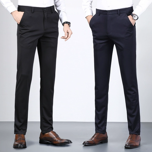 Костюм, летние штаны, черный шелковый тонкий пиджак классического кроя для отдыха, свободный прямой крой