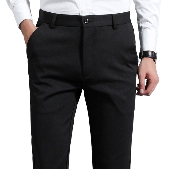 
Men's black stretch slim casual pants men's straight business men's pants summer thin pants men's ice silk