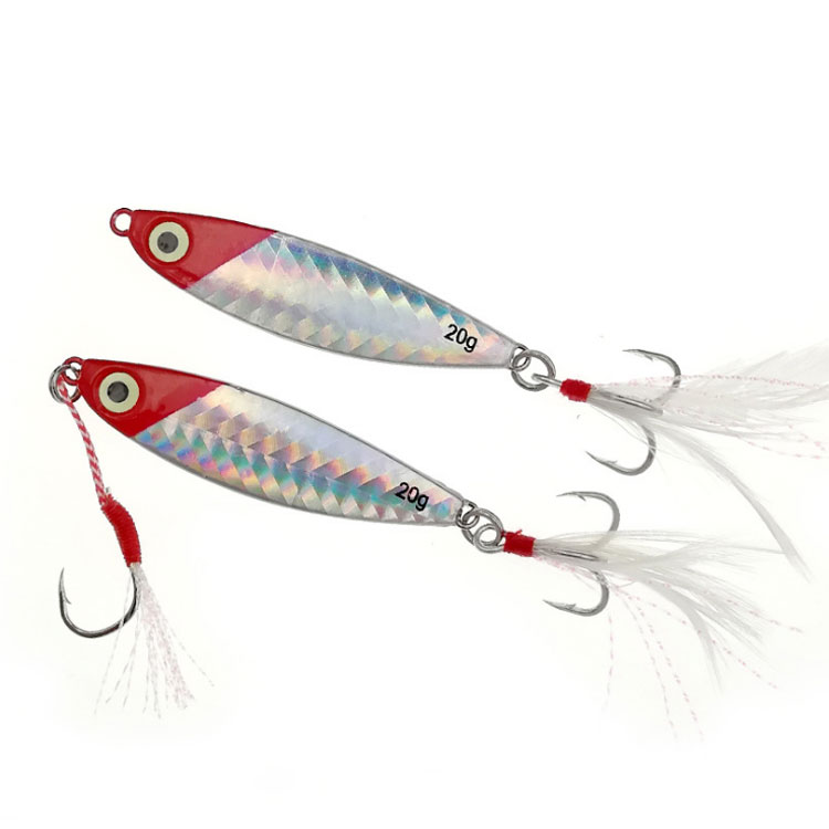 Metal Iron Plate Fake Bait Far Throw Sea Fishing Fresh Water Shore Throwing Matshark Fish Teething Bass Bass Fish Nighttime Bionic Double Hook Feather Fake Bait