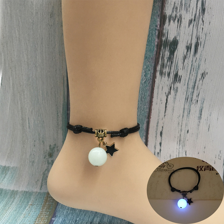 Đơn giản bầu trời đầy sao ánh sáng hạt thủy tinh vòng chân đỏ rực dây Sen nữ sinh viên cặp vợ chồng quà tặng phiên bản Hàn Quốc của thủy triều - Vòng chân lắc chân vàng