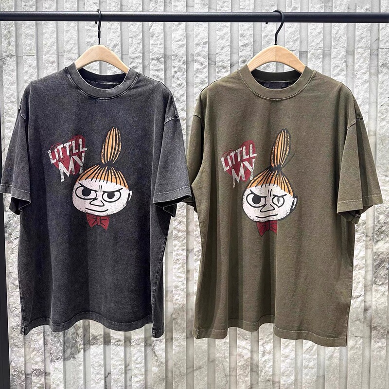 [Moomin Collaboration] Authentic 2026 Summer New Product Color Block Snowflake Pattern Cotton T-Shirt Mbf2Tee047