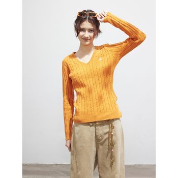 Official instant sale besober orange v-neck twist sweater