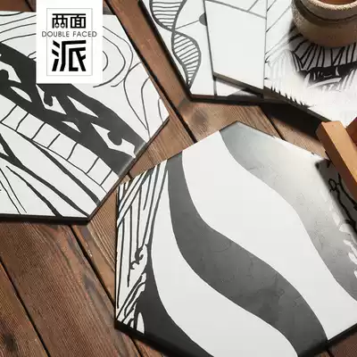 Simple Nordic hexagonal tiles Modern tile wall tiles dining room kitchen balcony powder room non-slip floor tiles