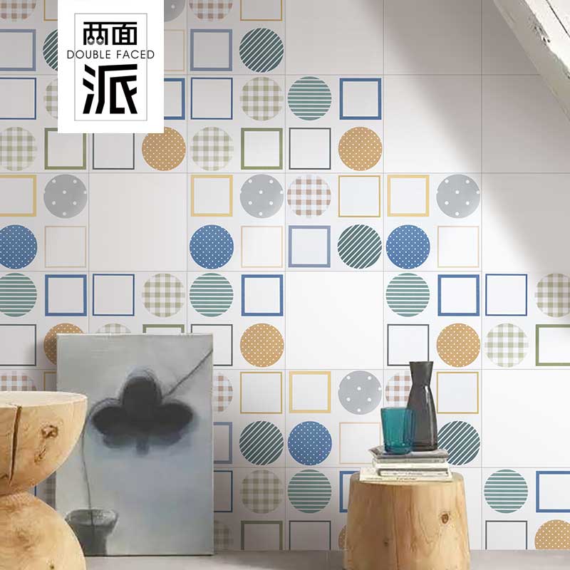 Nordic Color Four Blossom Brick Glaring Geometric Parquet Floor Tiles Minimalist Art Tile Kitchen Make-up Room Wall Brick