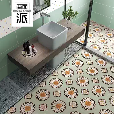 Nordic personality parquet tile Douyin Net red flower brick kitchen dressing room flower floor tile balcony non-slip floor tiles 30
