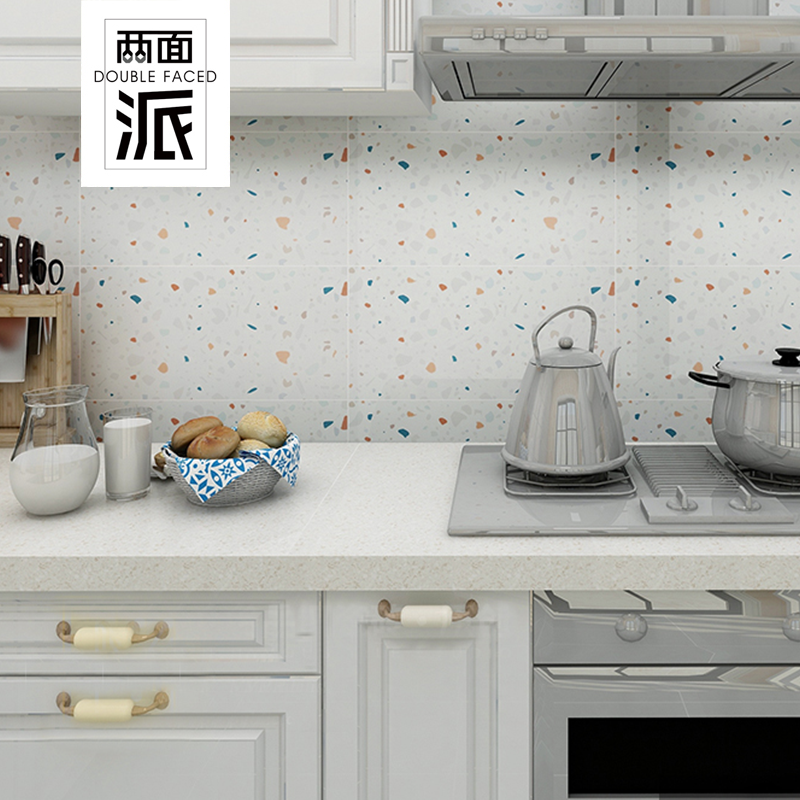Net red color terrazzo floor tiles 600x600 kitchen tiles living room bedroom particles non-slip matte floor tiles