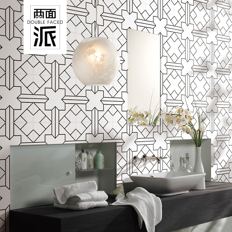 Nordic Geometric Tiles Black & White Wall Brick Colorful Dining Room Parquet Brick 300 Kitchen Make-up Room Toilet floor tiles