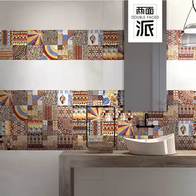 Personality Nordic colorful flower tile non-slip floor tile living room kitchen balcony antique brick 300