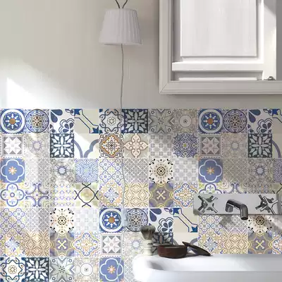 Nordic retro color art geometric parquet floor tiles Mediterranean small tiles kitchen dining room non-slip wall tiles 300