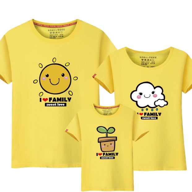 Quần áo bố mẹ cho bé hè 2018 mới áo thun ngắn tay cỡ lớn cotton gia đình nhà ba hoặc bốn chiếc váy mẹ áo sơ mi nữ váy trẻ em