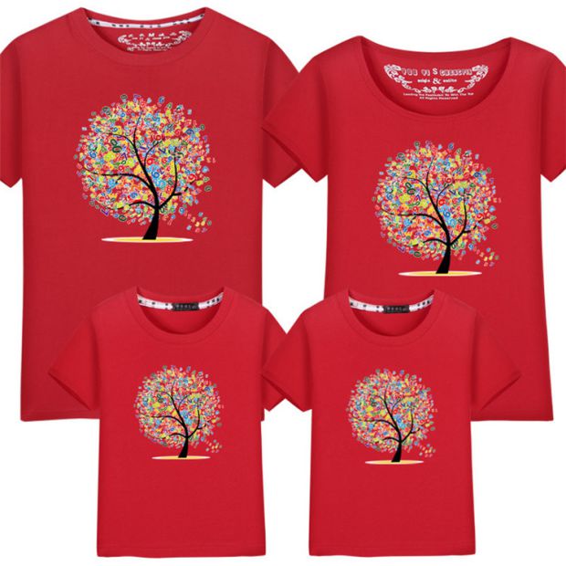 Gia đình mới 2018 trang bị áo thun ngắn tay mùa hè mẫu giáo đồng phục cotton in hình gia đình ba mẹ con quan ao tre em