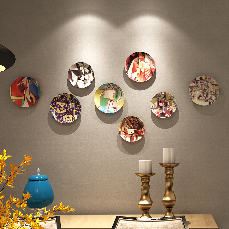 Picasso Works L' Oro Ceramic Hanging Pan Background Wall Trim Plate American Hung Trays Living-room Dining Room Wall Deco