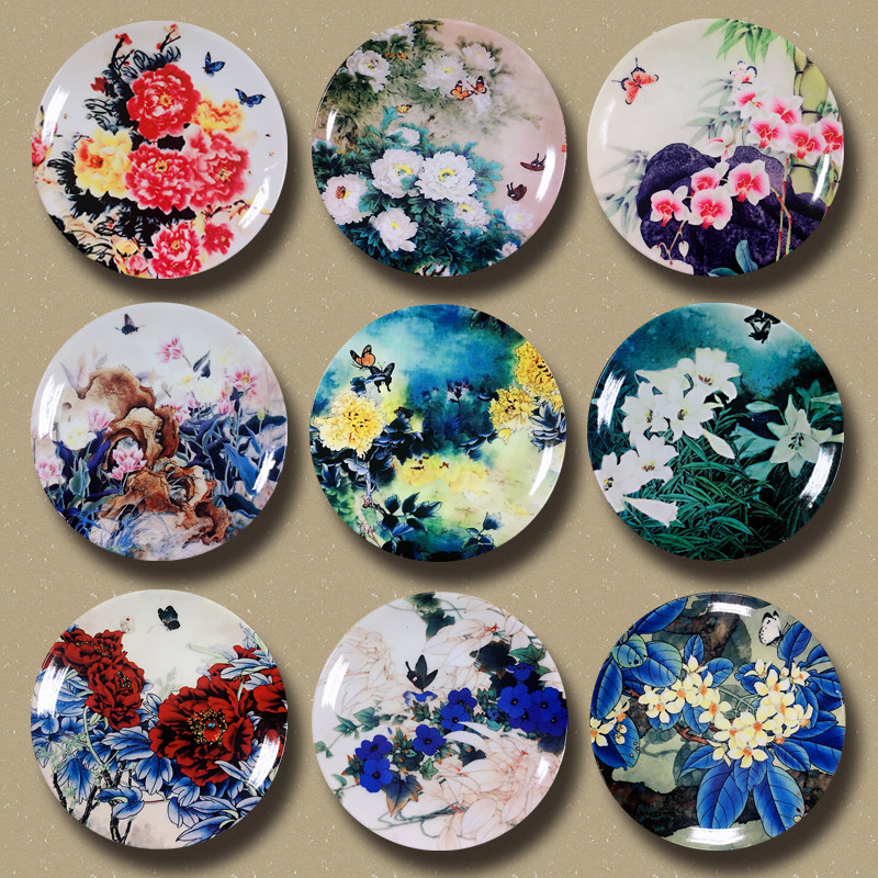 New Chinese Butterfly Candied Series Art Decoration Plate Hanging Wall Creative Home Living Room Dining Room Dining Room Background Wall Decoration Pendant