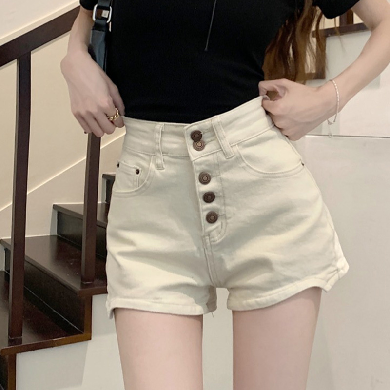 White Denim Shorts for Women, Summer 2026 New Thin Style, Slim Fit, High-Waisted, Flattering, Popular Summer Hot Pants for Petite Women
