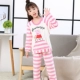 Bộ đồ ngủ trẻ em flannel dày quần áo mùa đông 5-6 tuổi Bộ bé trai và bé gái bé lớn mùa thu và mùa đông san hô lông cừu 9