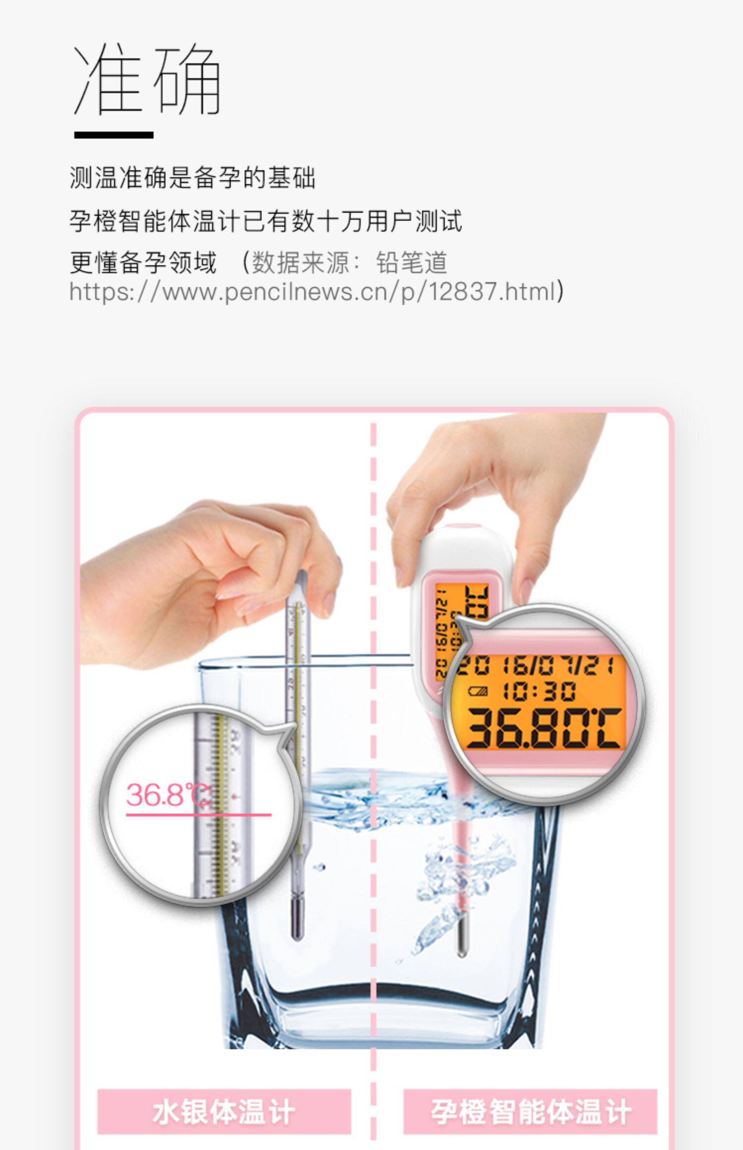 孕橙智能测排卵期基础体温温度计备孕检测仪口腔电子温度表女家用