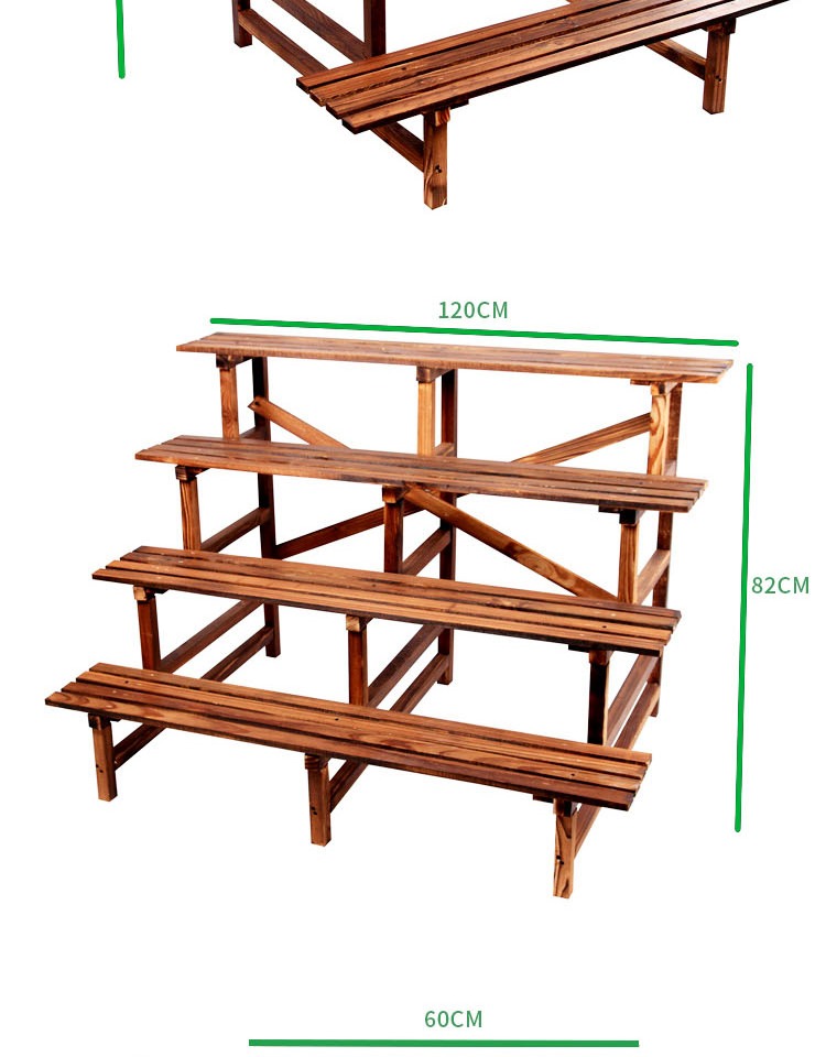 Gỗ carbonized ban công đứng thịt chống ăn mòn gỗ nhiều lớp bước hoa kệ ngoài trời giá chậu - Kệ kệ inox treo tường