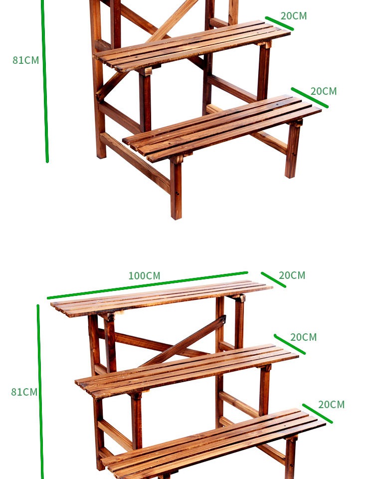 Gỗ carbonized ban công đứng thịt chống ăn mòn gỗ nhiều lớp bước hoa kệ ngoài trời giá chậu - Kệ kệ inox treo tường