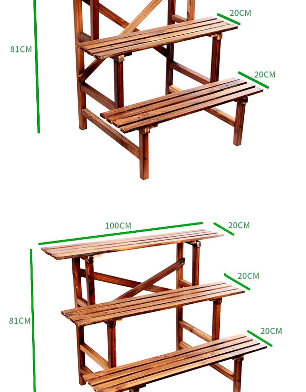 Kệ trưng bày bằng gỗ carbonized chống ăn mòn chống mối mọt kệ gỗ để cây cảnh chịu lực cao