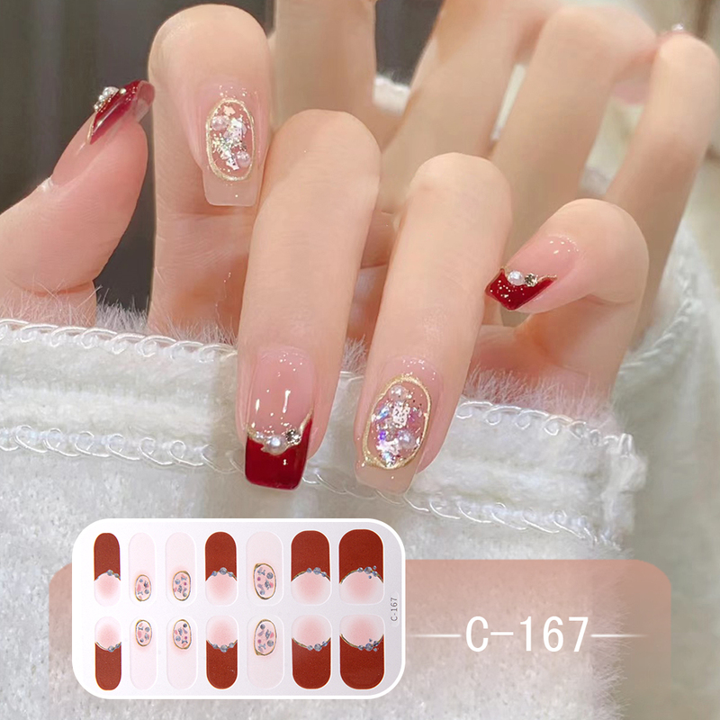 Nail Stickers, Full Coverage Waterproof Long-Lasting 3D Nail Stickers, 14 Pieces, Fresh and Simple Style