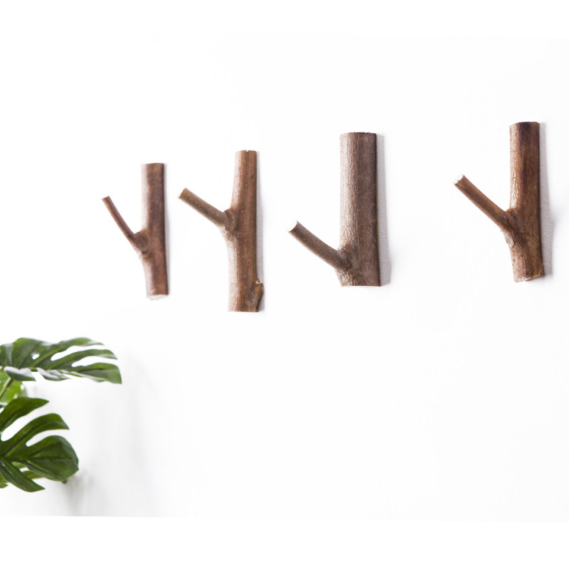 Wood Straight Trim Hook Creative Wall Entrance Hook Hymn Nordic Tree Fork Wood Hook Free Of Stiletto Sticky Hook