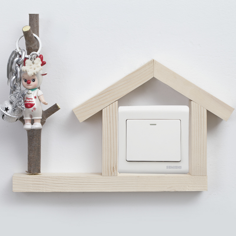 Wood Straight Creative Log Nordic Switch Stickup Wall Sticker Protective Sleeve Living-room Switch Decorative minimalist light switch Decorative Sticker